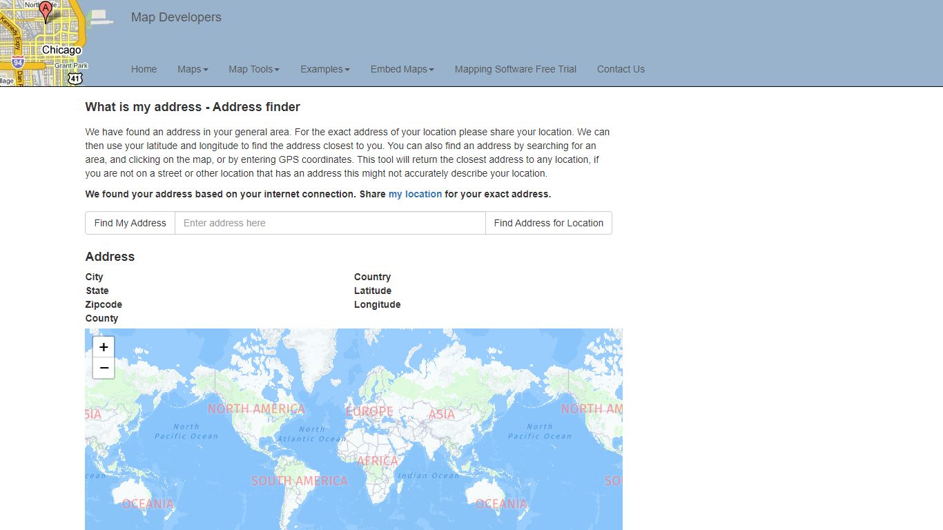 What is my address - Find the address at my location - Map Developers
